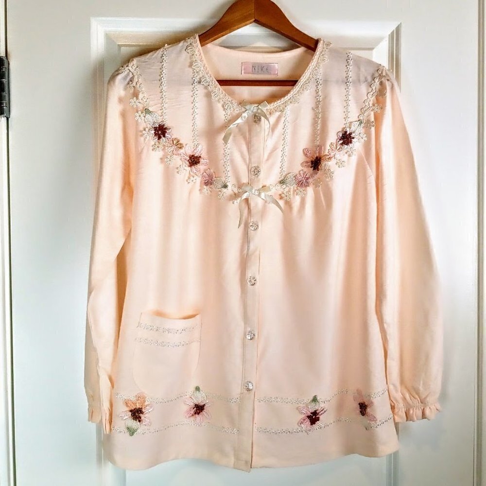 Nike Pale Peach Embellished Cotton Pajama Top